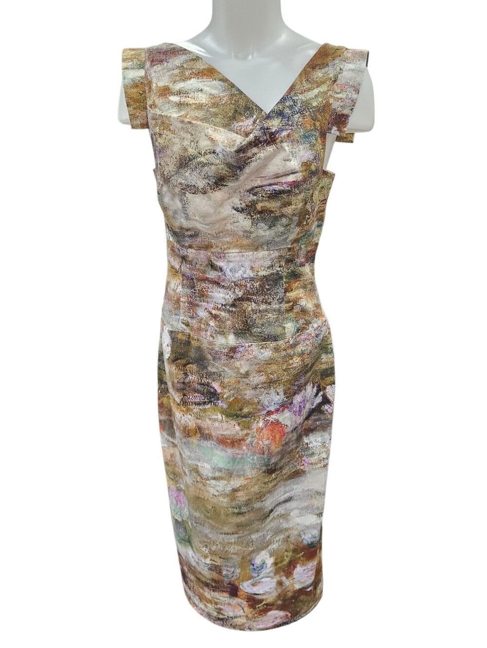 Black Halo Lily Pond Watercolor Multicolor Jackie O Dress Sz 8 Anthropologie